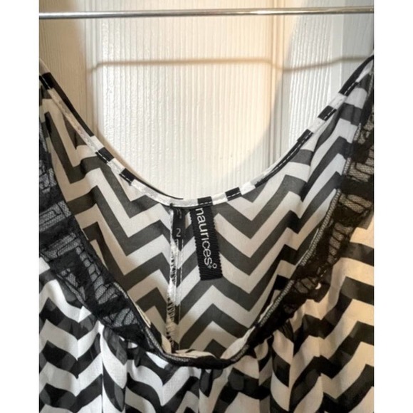 Maurice’s Plus Chevron Pattern black & white Sheer Elastic Waist - Picture 5 of 6